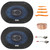 2x Pyle PL683BL 6x8" 360 Watt Max Power 3-Way Car Audio Speakers, Speaker Harness, Speaker Wire, Pry Tool Set (Bundle Fits Select 1989-Up Ford Vehicles)
