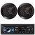 Pyle PLCD43BTM Single DIN Marine Bluetooth USB/AUX MP3 Player AM/FM Radio In-Dash Head Unit Stereo Receiver, 2x 6.5" 150 Watt Max Power Full Range Waterproof Black Boat Stereo Speakers