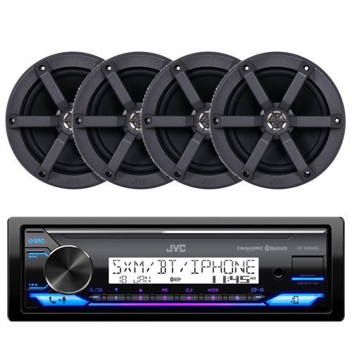 JVC Marine Powersports Single DIN W / Bluetooth Variable Color 4V CD Receiver