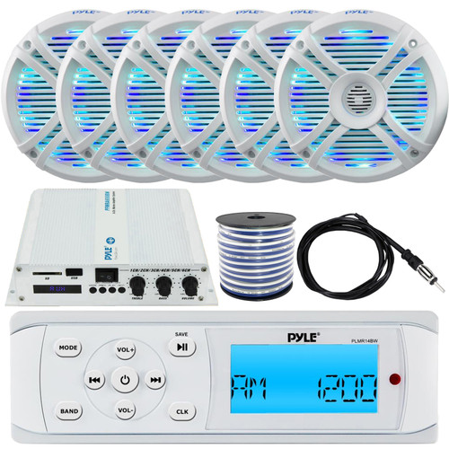 6.5/” Dual Waterproof Marine Speakers LED Light Mount Kit Speaker Wire Grill Pyle PLMRX68LEW 250W Outdoor Car//Boat Stereo Speakers Waterproof//Weather Proof Marine Stereo Speakers System Pair