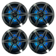 2 Pairs (4 Total Speakers) of Enrock EM265RGB Waterproof 6.5" 120W Peak (60W RMS) 4-Ohm Marine Coaxial RGB LED Speakers with Chrome Grilles