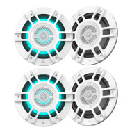 2 Pairs (QTY 4) of INFINITY KAPPA 8130M 8" 500 Watts Peak Power 3-Way Premium Marine Speaker With RGB Lighting (White)