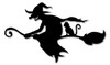 Witch And Cat Broom Silhouette Metal Sign 22 x 13 Inches