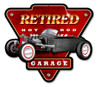 Retired Hot Rod Garage Metal Sign 15 x 14 Inches