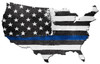 Usa Map Thin Blue Line Metal Sign 25 x 16 Inches