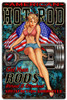 Hot Rod Girl Metal Sign 20 x 30 Inches