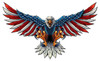 Eagle With US Flag Wing Spread Metal Sign 42 x 25 Inches