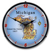 State of Michigan LED Lighted Wall Clock 14 x 14 Inches
