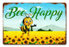 Bee Happy Metal Sign 18 x 12 Inches