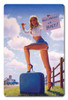 Blonde White and Blue Pinup Metal Sign v2 12 x 18 Inches