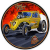 1937 Fiat Drag Car Yellow Metal Sign 28 x 28 Inches
