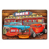 Diner Woodgrain Metal Sign 18 x 12 Inches