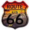 Route US 66 Sunset Shield Metal Sign 15in X 15in