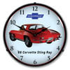 1966 Corvette Sting Ray LED Lighted Wall Clock 14 x 14 Inches