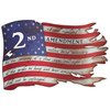 2nd Amendment Tattered American Flag  Cut-out Metal Sign 42 x 28 Inches