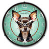 Chihuahua Black and Tan LED Lighted Wall Clock 14 x 14 Inches