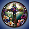 Garden Cross LED Lighted Wall Clock 14 x 14 Inches