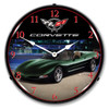 C5 Corvette Dark Bowling Green Metallic LED Lighted Wall Clock 14 x 14 Inches