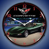 C5 Corvette Dark Bowling Green Metallic LED Lighted Wall Clock 14 x 14 Inches