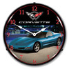 C5 Corvette Nassan Blue Metallic LED Lighted Wall Clock 14 x 14 Inches 