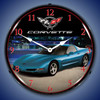 C5 Corvette Nassan Blue Metallic LED Lighted Wall Clock 14 x 14 Inches 