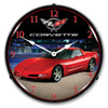 C5 Corvette Torch Red LED Lighted Wall Clock 14 x 14 Inches 