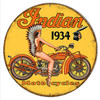 Indian Motorcycle Reproduction Garage Shop Round Metal Sign 14 x 14 Inches