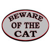 Beware Of The Cat Oval Metal Sign 9 x 14 Inches