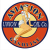 Aviation Pin Up Girl Motor Oil Reproduction Round Metal Sign 14 x 14 Inches