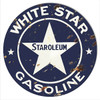 White Star Gasoline Reproduction Motor Oil Round Metal Sign 14 x 14 Inches