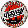 Jenney Gasoline Reproduction Vintage Motor Oil Round Metal Sign 14 x 14 Inches