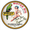 Polly Gas “Make Your Engine Fly” Pin Up Girl Round Metal Sign 14 x 14 Inches