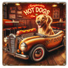 HOT DOG! Golden Retriever Metal Sign 12 x 12 Inches