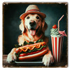 Hot Diggity Dog Golden Retriever Metal Sign 12 x 12 Inches