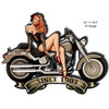 Pin Up Girl Motorcycle Cut-Out Metal Sign 24 x 18.5 Inches