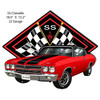 SS Chevelle Red Car Cut Out Metal Sign 15.2" x 18.5"