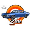 Z28 Camaro Blue Cut-Out Garage Art Sign | 18.5" x 13.3"