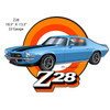 Z28 Camaro Light Blue Cut-Out Garage Art Metal Sign 18.5" x 13.3"
