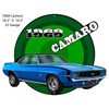 Camaro1969 Blue Hot Rod Cut Out Metal Sign 18.5" x 14.3"