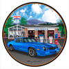 Z28 Camaro Blue Metal Sign Round Metal Sign 14 x 14 Inches