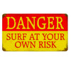 Retro Danger Surf Metal Sign 14 x 8 Inches