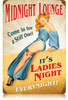 Vintage Midnight Lounge  - Pin-Up Girl Metal Sign 12 x 18 Inches