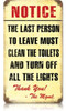 Vintage Clean Bathroom Metal Sign 8 x 14 Inches
