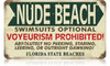 Retro Nude Beach Florida Metal Sign 14 x 8 Inches