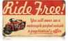 Retro Ride Free Motorcycle Metal Sign 14 x 8 Inches