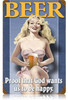 Retro Beer Pin-up Metal Sign  18 x 12 Inches