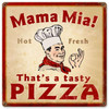 Vintage Mama Mia Pizza Metal Sign   12 x 12 Inches