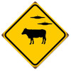 Vintage Cow UFO Metal Sign 12 x 12 Inches