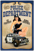 Retro Police Department Pinup  - Pin-Up Girl Metal Sign 24 x 36 Inches