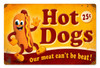 Retro Hot Dogs Metal Sign 18 x 12 Inches